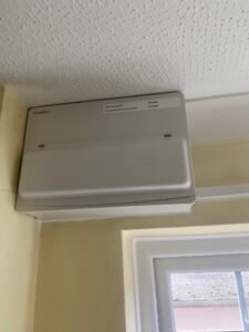 New metal consumer unit with RCBO protection installed by electrician in Cambridge home