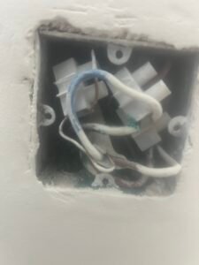 Fault Finding in Sawston Cambridge – Damaged Wiring Connection - Titan Electrical Ltd Deteriorated electrical cable insulation discovered during fault finding in Sawston, Cambridge