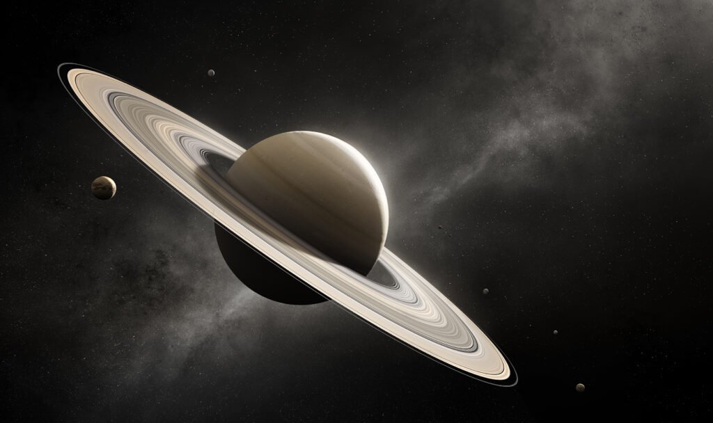 Planet Saturn with major moons - Titan Electrical Ltd