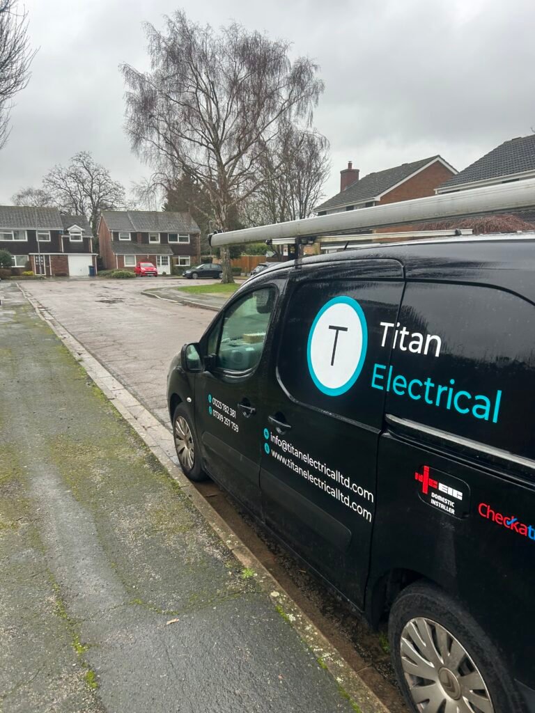 Titan Electrical Ltd electrician van parked in Histon Cambridge during domestic electrical work