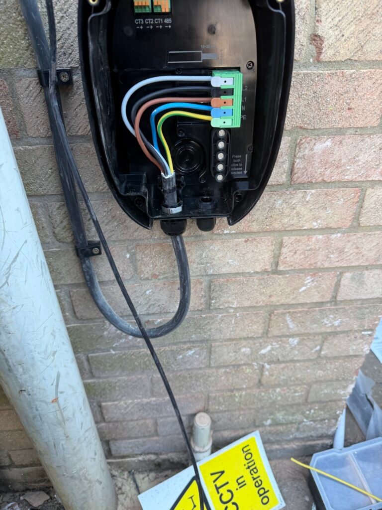 EV charger electrical connections and dedicated circuit installation